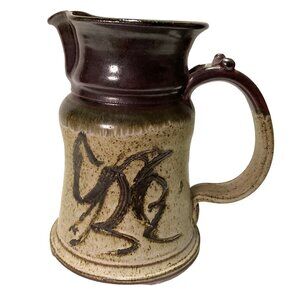 ROBERTSON ART POTTERY BROWN PITCHER JUG GLAZED SPECKLED SIGNED LARGE 7.5"H